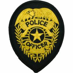 Gold Police Badge - Embroidered Iron-On Patch