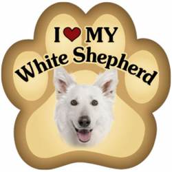 I Love My White German Shepherd - Paw Magnet