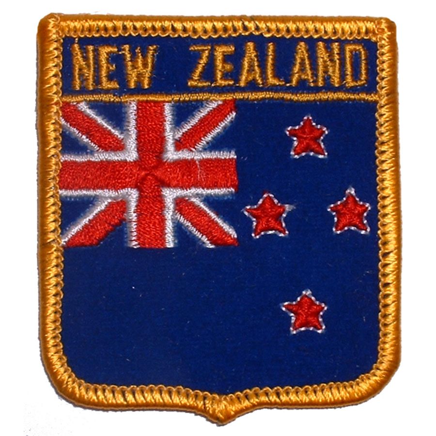 New Zealand Flag Shield Embroidered IronOn Patch at Sticker Shoppe