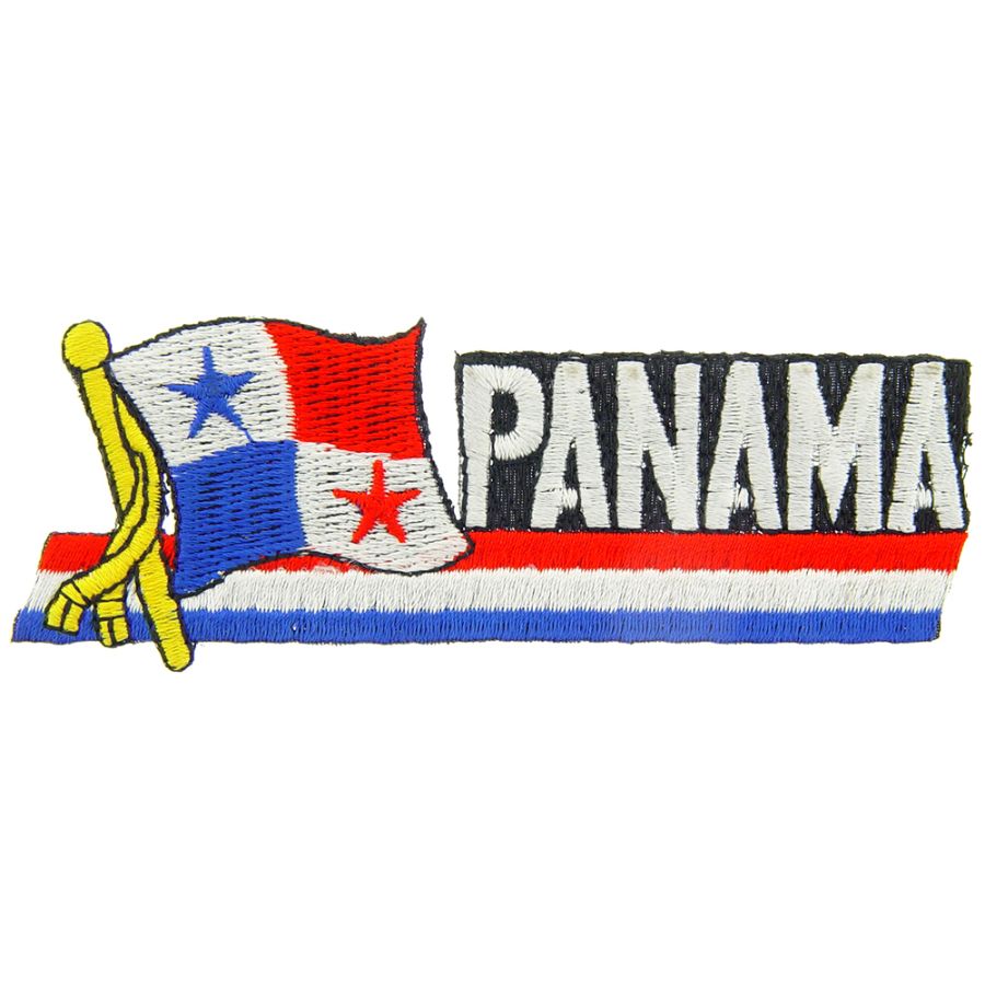 Panama - Flag Script Embroidered Iron-On Patch at Sticker Shoppe