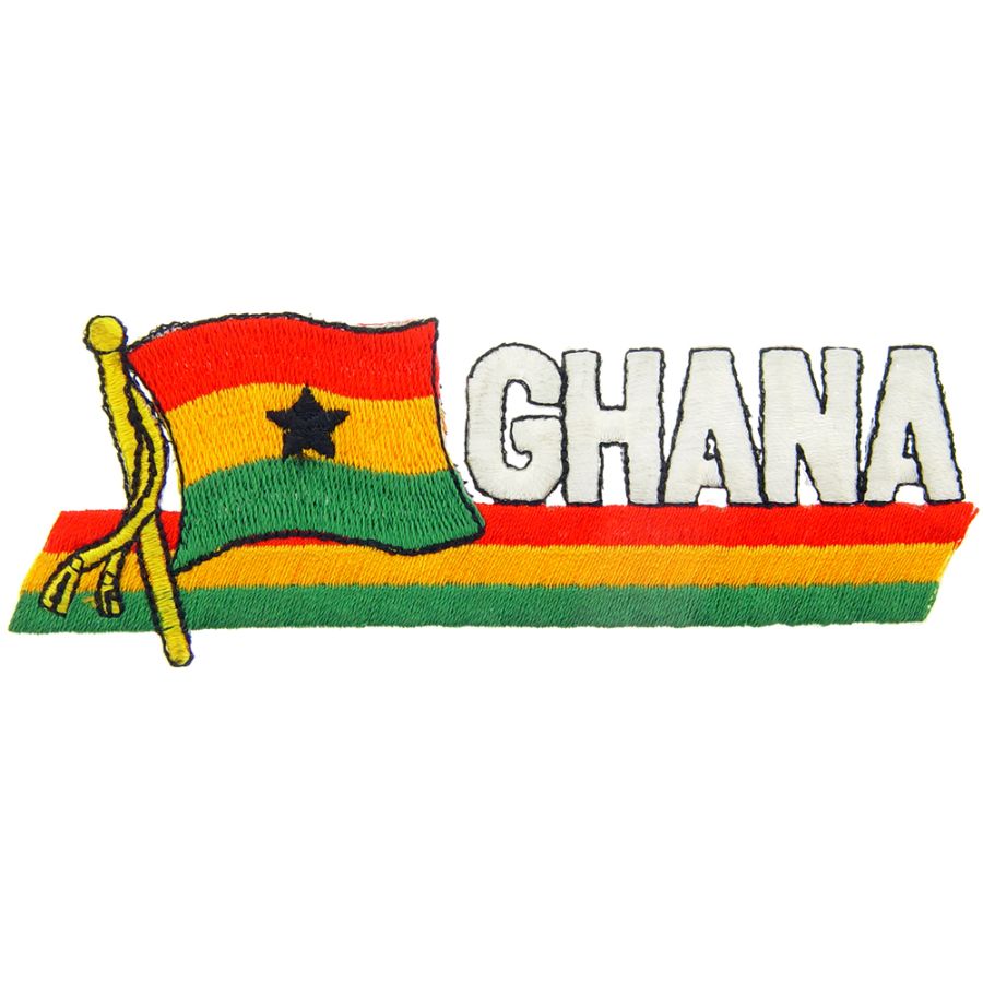 Ghana Flag Script Embroidered IronOn Patch at Sticker Shoppe