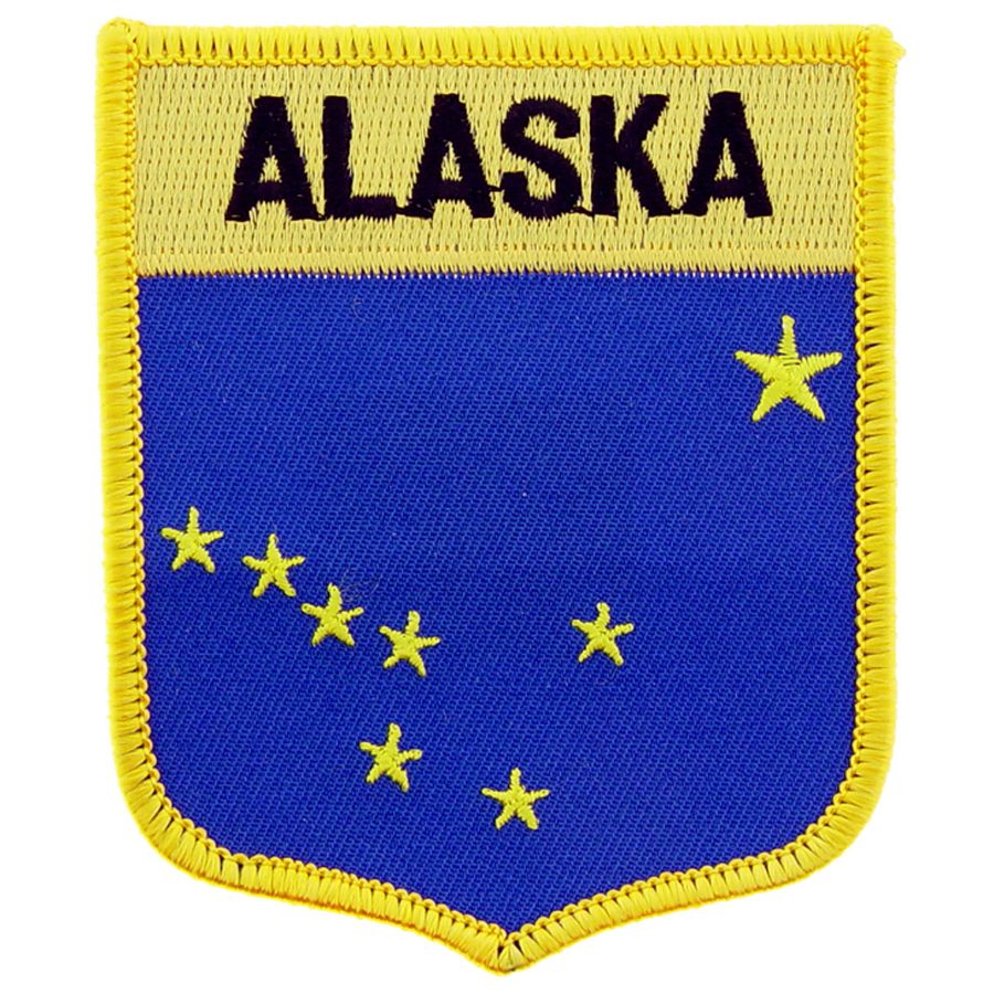 Alaska State Flag Shield Embroidered Iron On Patch At Sticker Shoppe