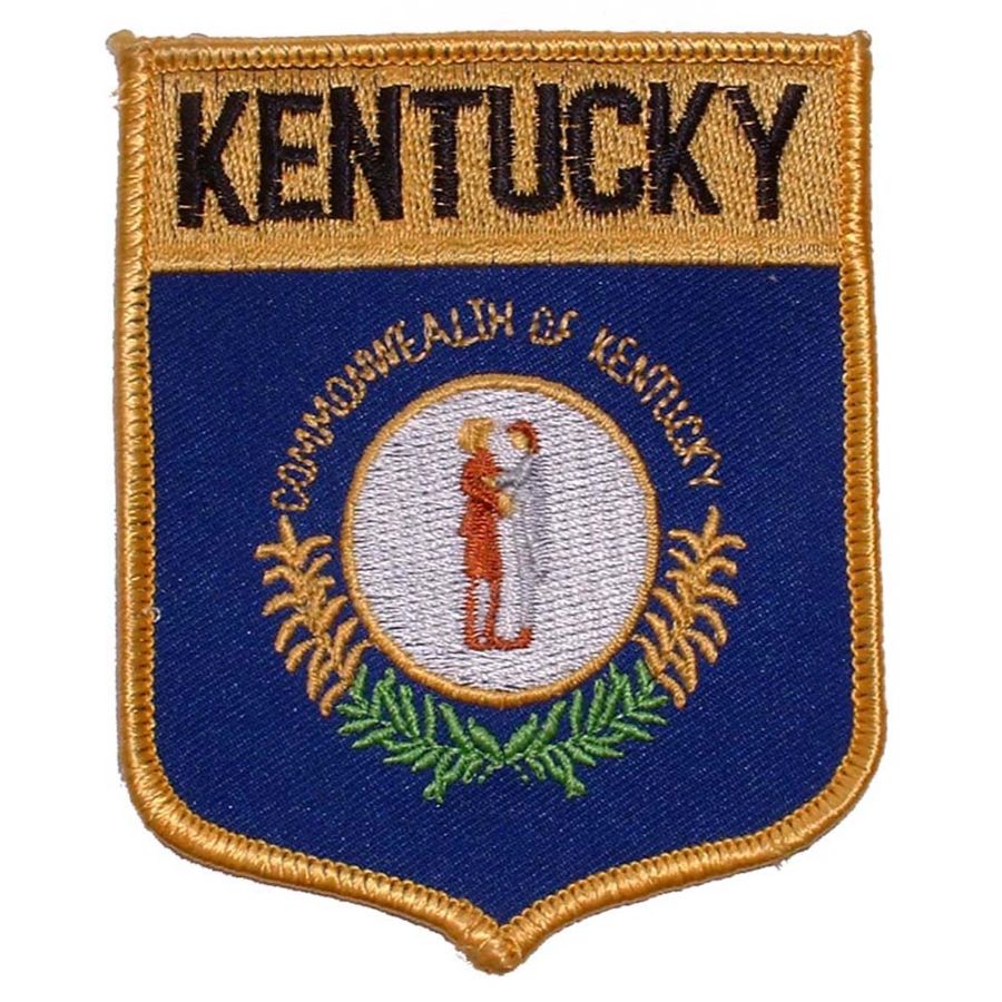 Kentucky State Flag Shield Embroidered IronOn Patch at Sticker Shoppe