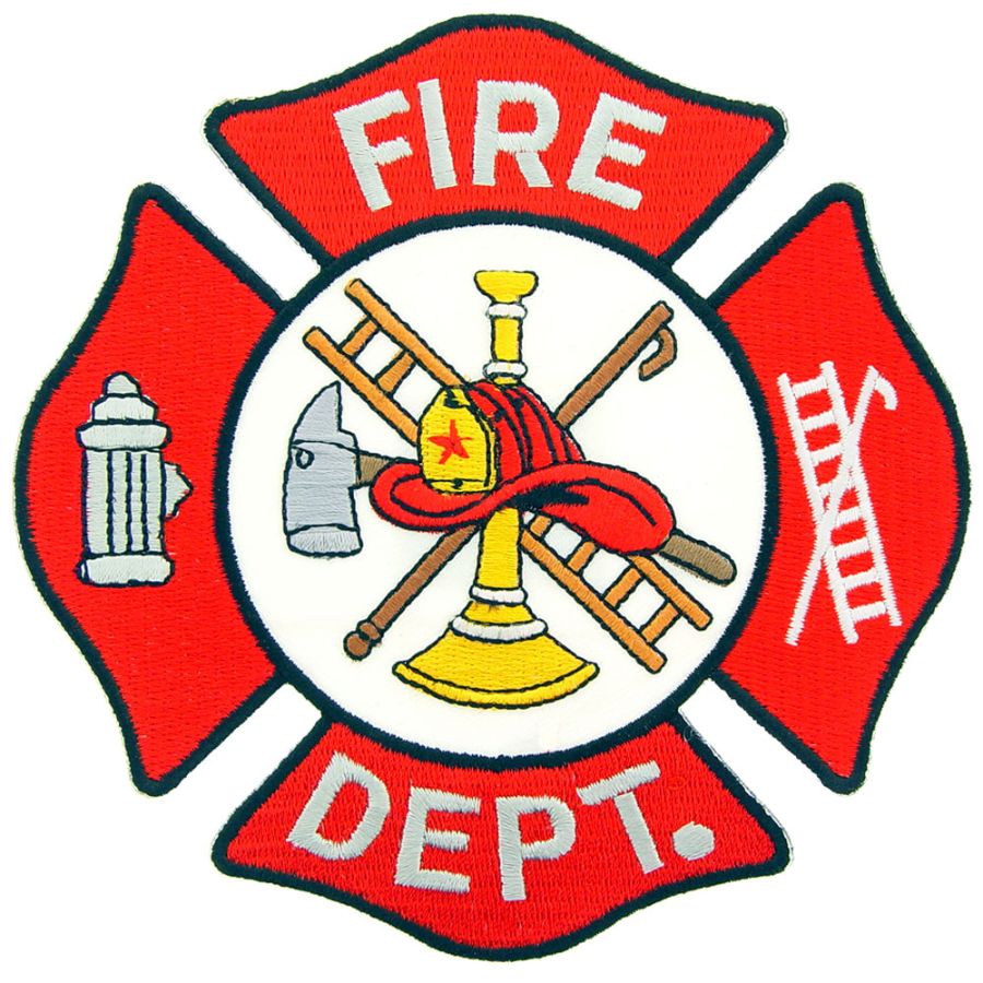 Fire Department Red and White Maltese Cross Medium Embroidered Iron