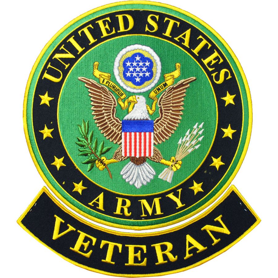 United States Army Veteran 12" Embroidered Iron On Patch at Sticker