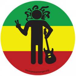 Rasta Man Peace Sign - Round Sticker