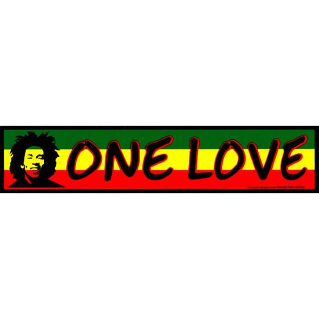 "One Love" Bumper Sticker Decal - Bob Marley, Peace, Coexist Design, 10" X 3" Vinyl