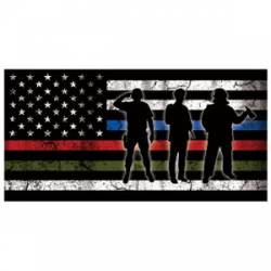 Thin Blue Red Green Distressed American Flag - Sticker