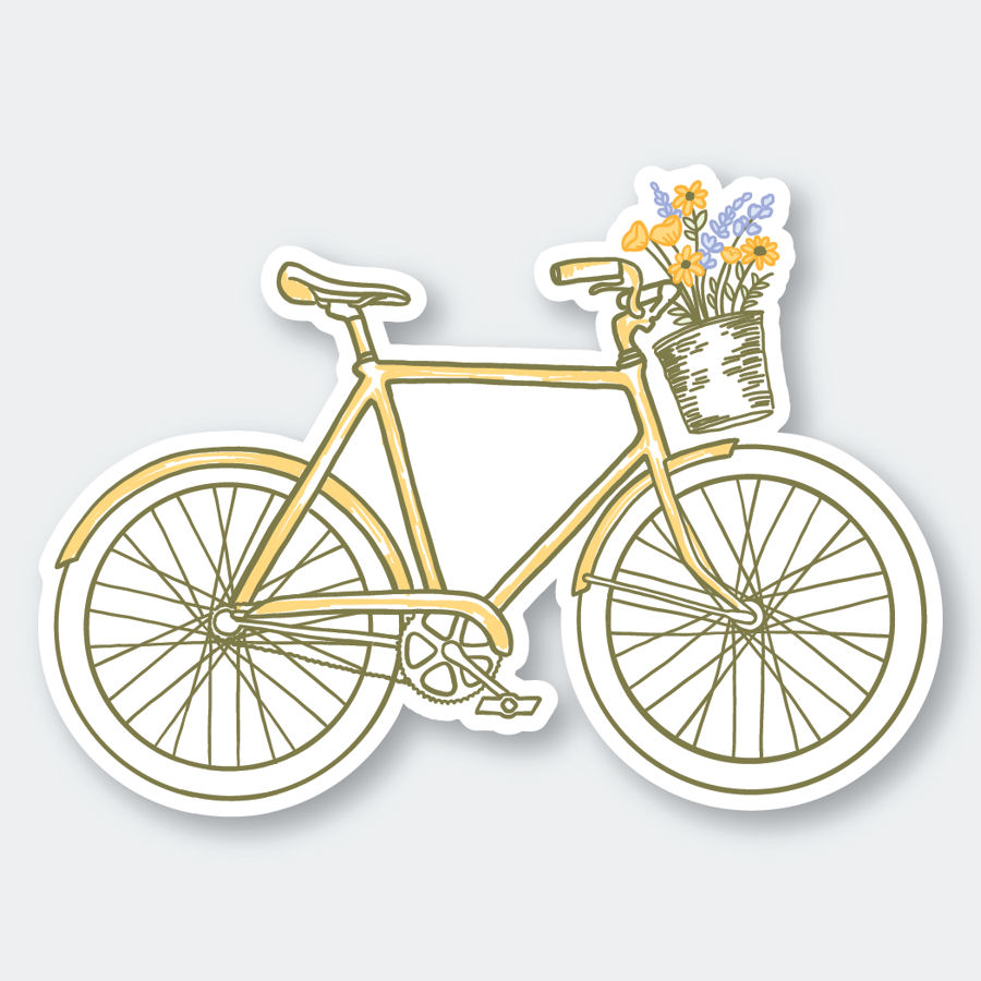 Flowers & Bicycle Bike Vinyl Sticker at Sticker Shoppe