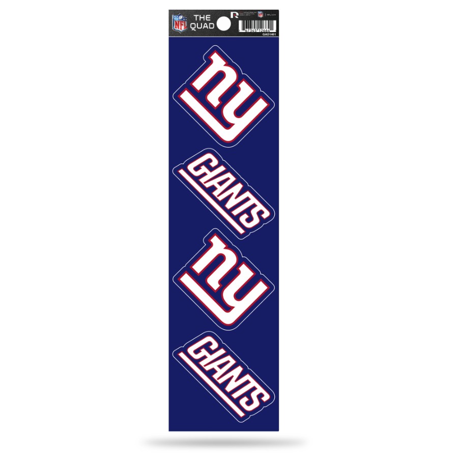 New York Giants Set Of 4 Quad Sticker Sheet at Sticker Shoppe