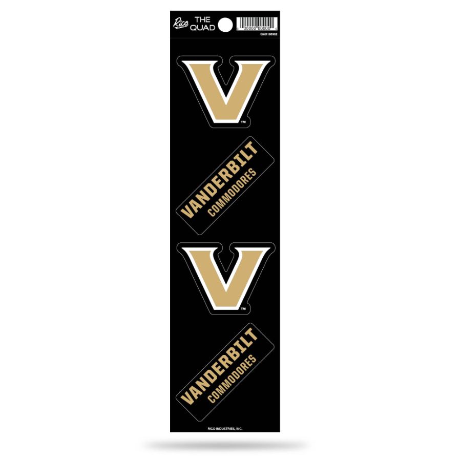 Vanderbilt University Commodores 2022 Logo Set Of 4 Quad Sticker Sheet at Sticker Shoppe