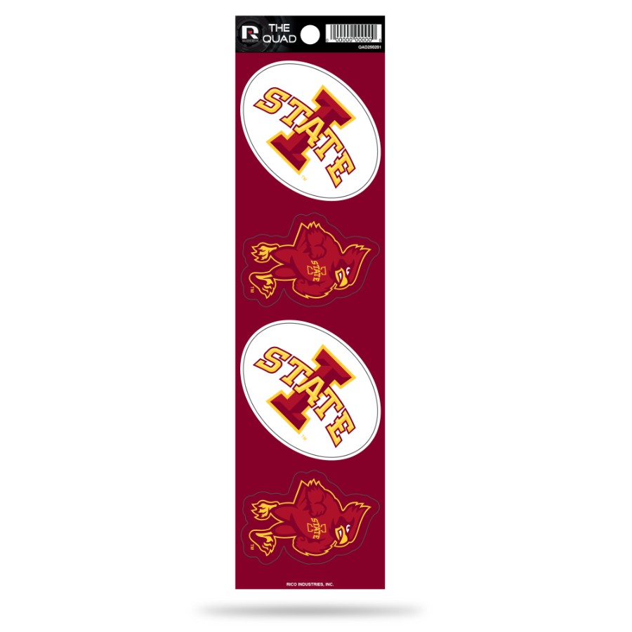 Iowa State University Cyclones - Set Of 4 Quad Sticker Sheet
