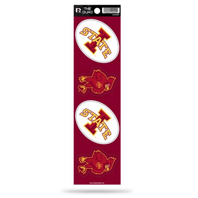 Iowa State University Cyclones - Set Of 4 Quad Sticker Sheet