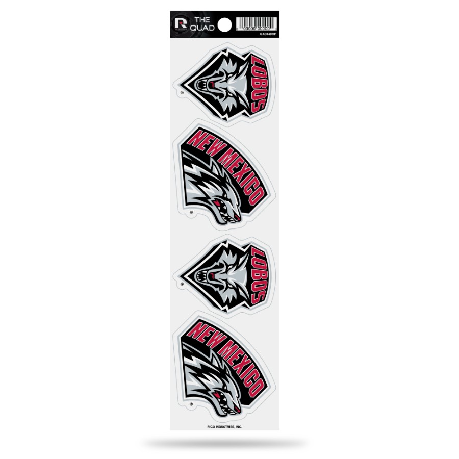 University of New Mexico Lobos - Set Of 4 Quad Sticker Sheet