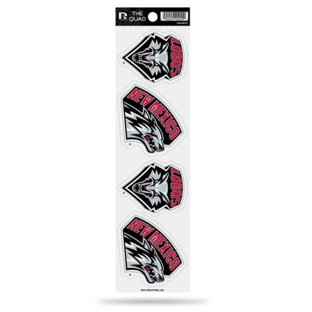 University of New Mexico Lobos - Set Of 4 Quad Sticker Sheet
