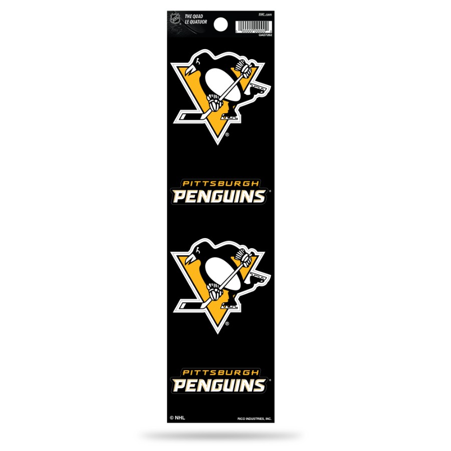 Pittsburgh Penguins Set Of 4 Quad Sticker Sheet at Sticker Shoppe