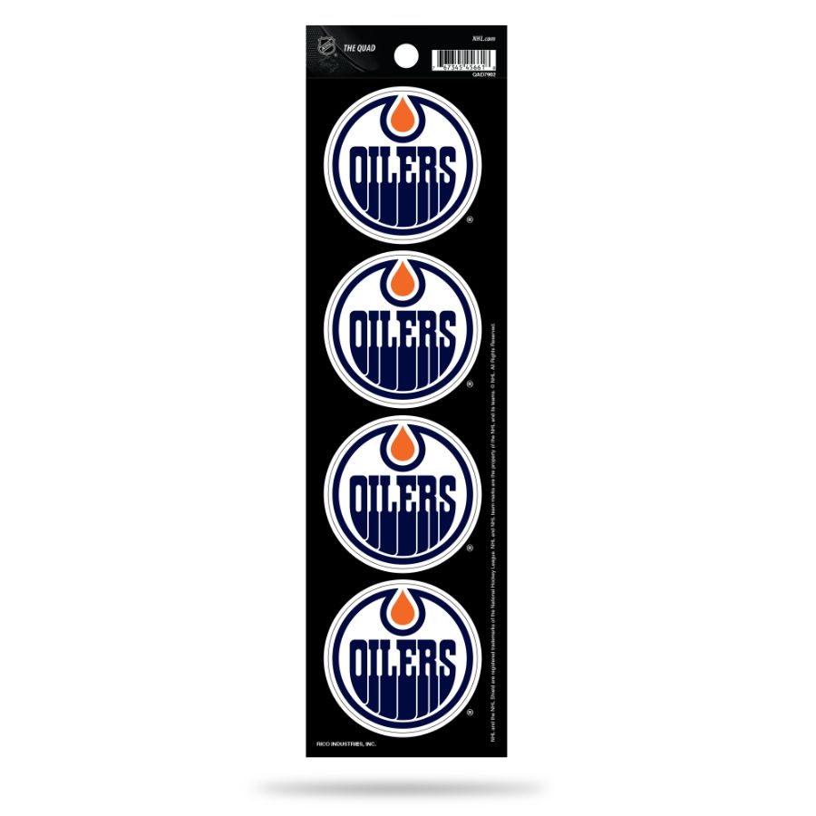 Edmonton Oilers Set Of 4 Quad Sticker Sheet at Sticker Shoppe