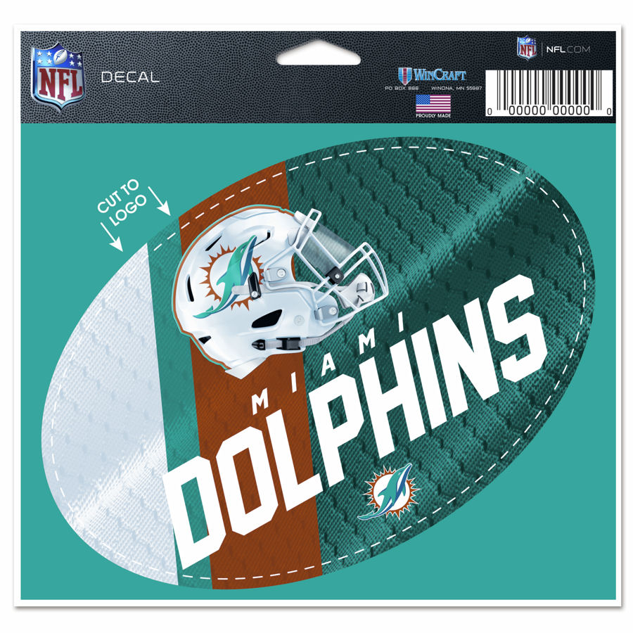 Miami Dolphins - 3.5x5 Vinyl Oval Sticker