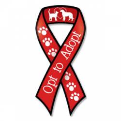 Opt To Adopt - Red Ribbon Magnet