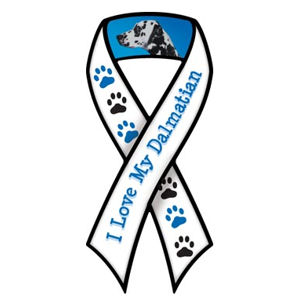 I Love My Dalmatian With Pawprints - Ribbon Magnet