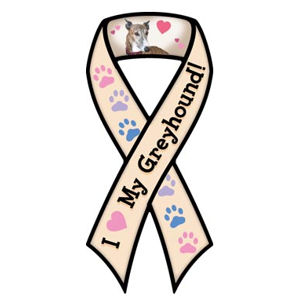 I Love My Greyhound With Pawprints - Ribbon Magnet
