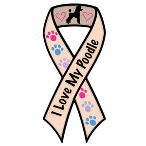 I Love My Poodle With Pawprints - Ribbon Magnet