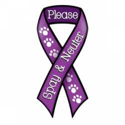 Please Spay & Neuter - Purple Mini Ribbon Magnet