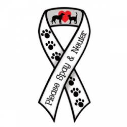 Please Spay & Neuter - White Mini Ribbon Magnet
