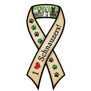 I Love Schnauzers - Beige Ribbon Magnet