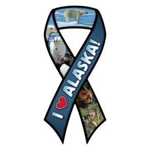 I Love Alaska - Ribbon Magnet at Sticker Shoppe