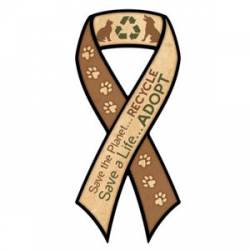 Save The Planet Recycle Save A Life Adopt - Ribbon Magnet