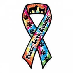 Peace Love Rescue - Ribbon Magnet