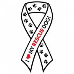 I Love My Rescue Dog - Ribbon Magnet