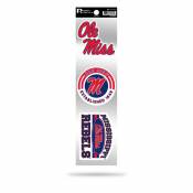 University Of Mississippi Ole Miss Rebels Logo - Sheet Of 3 Triple Spirit Stickers
