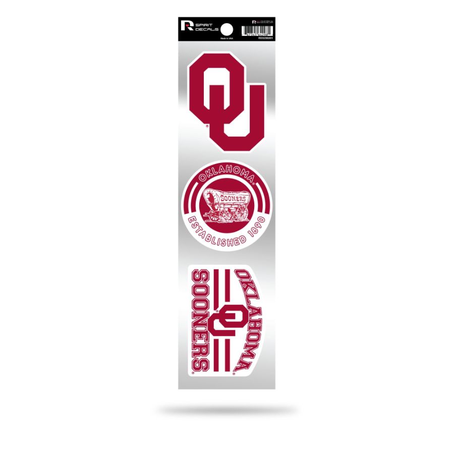 University Of Oklahoma Sooners Logo - Sheet Of 3 Triple Spirit Stickers ...
