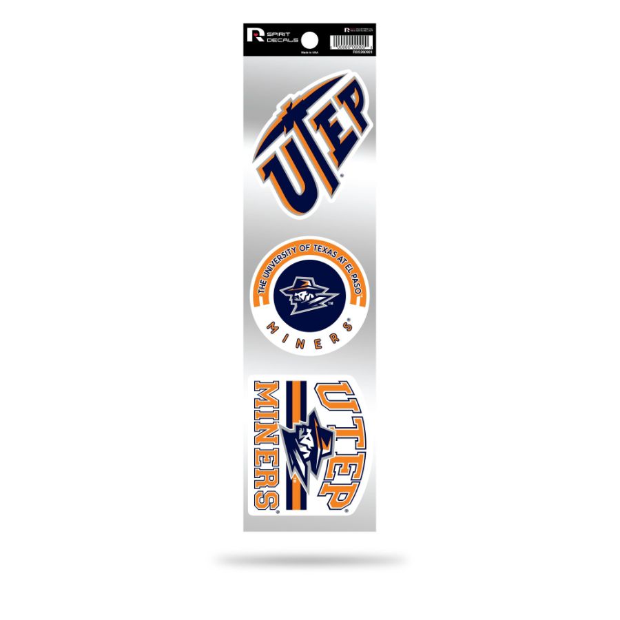 University Of Texas-El Paso UTEP Miners Logo - Sheet Of 3 Triple Spirit Stickers