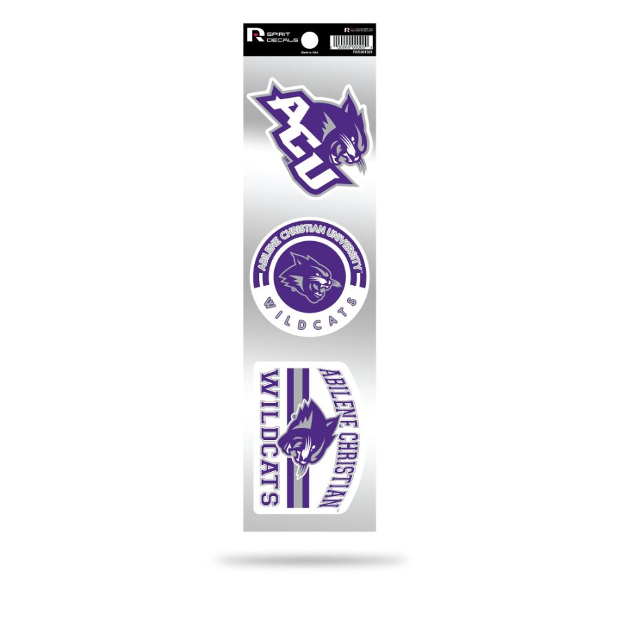 Abilene Christian University Wildcats Logo - Sheet Of 3 Triple Spirit Stickers