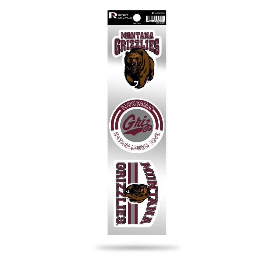 University Of Montana Grizzlies Logo - Sheet Of 3 Triple Spirit Stickers