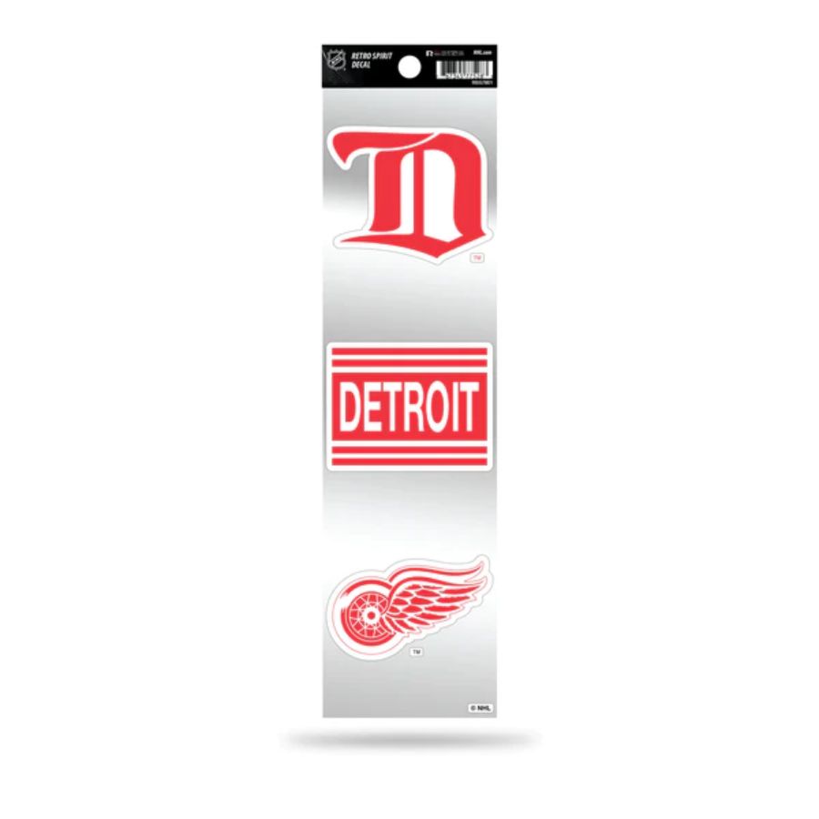 Detroit Red Wings Retro Vintage Logo - Sheet Of 3 Triple Spirit Stickers