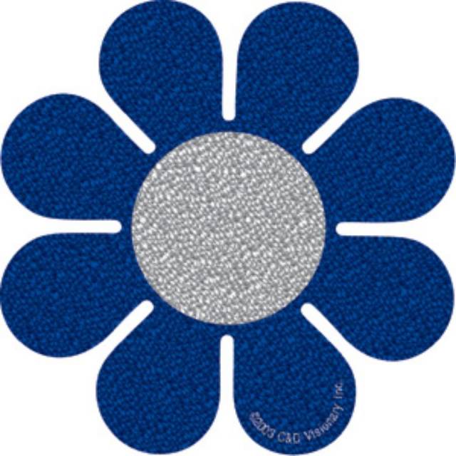 Flowers Daisy - Blue And Silver Vinyl Sticker