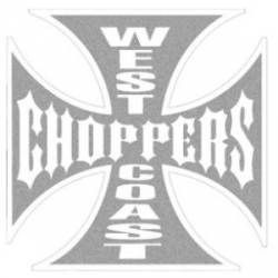 West Coast Choppers Silver With White - Vinyl Sticker