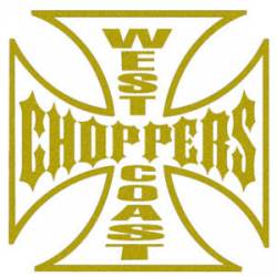 West Coast Choppers White With Gold - Vinyl Sticker