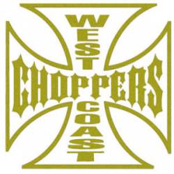 West Coast Choppers White With Gold - Small Vinyl Sticker