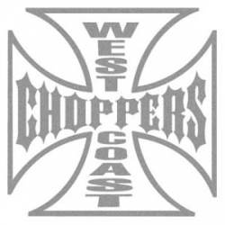 West Coast Choppers White With SIlver - Small Vinyl Sticker