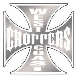 West Coast Choppers Chrome With White - Vinyl Sticker