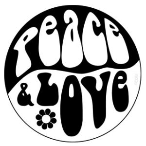 60's Retro Peace & Love - Vinyl Sticker at Sticker Shoppe
