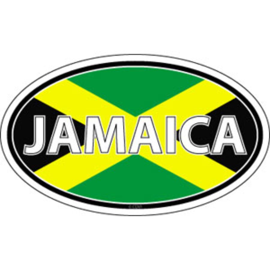 Jamaica Flag Oval Vinyl Sticker at Sticker Shoppe