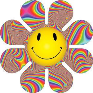 Physco Smiley Face Flower - Sticker