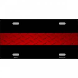 Thin Red Line Diamond Plate - License Plate