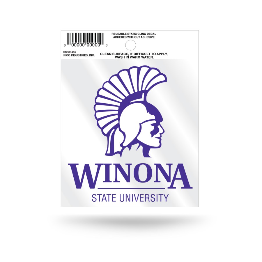 Winona State University Warriors Script Logo - Static Cling